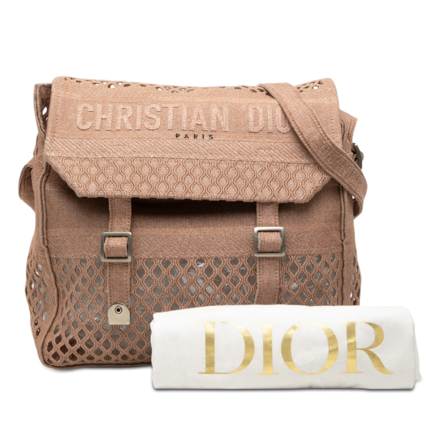 Dior Large Embroidered Mesh Canvas Diorcamp Messenger Bag
