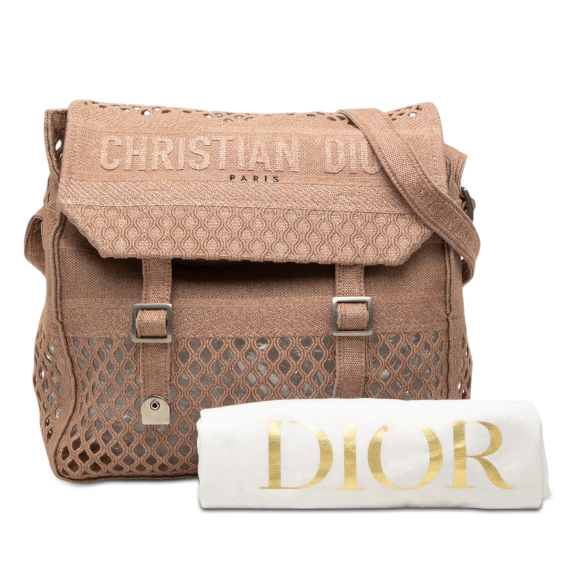 Dior Large Embroidered Mesh Canvas Diorcamp Messenger Bag