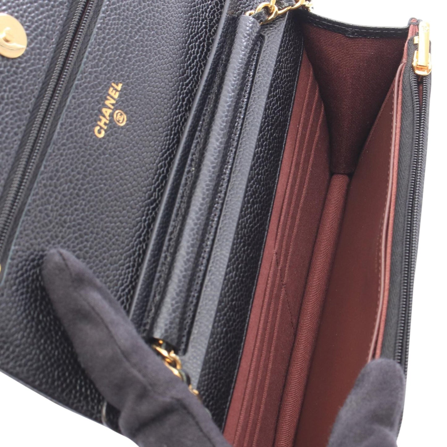 Chanel CC Quilted Caviar Wallet on Chain