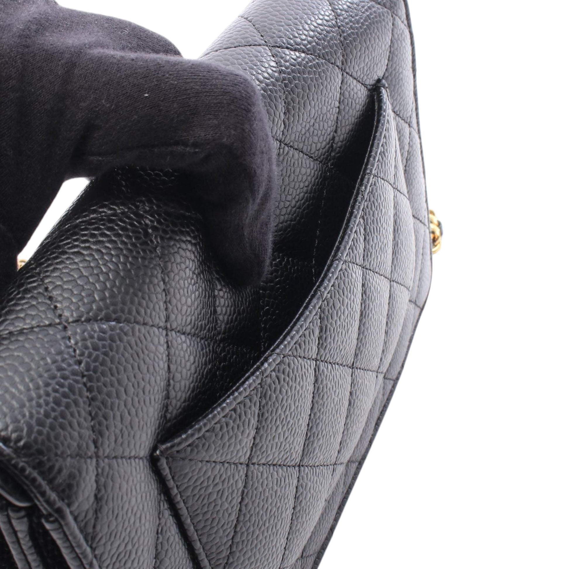 Chanel CC Quilted Caviar Wallet on Chain