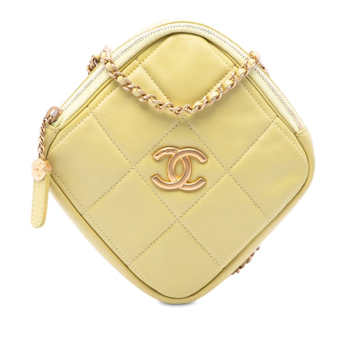 Chanel CC Quilted Lambskin Diamond Clutch with Chain