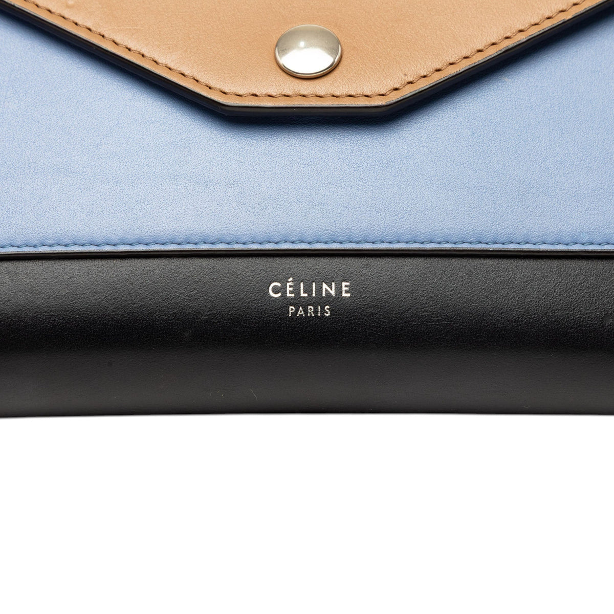 Celine Tricolor Leather Pocket Envelope Wallet On Chain
