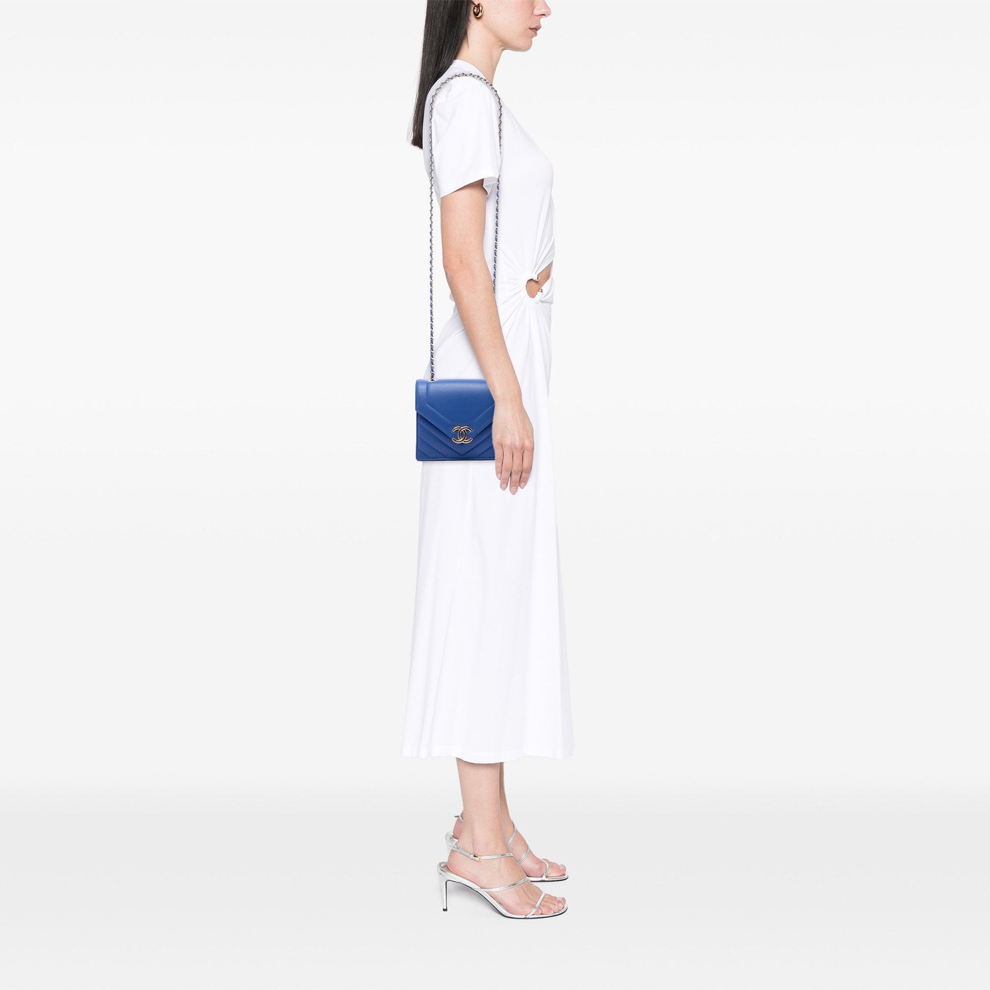 Chanel Small CC Chevron Calfskin Envelope Flap