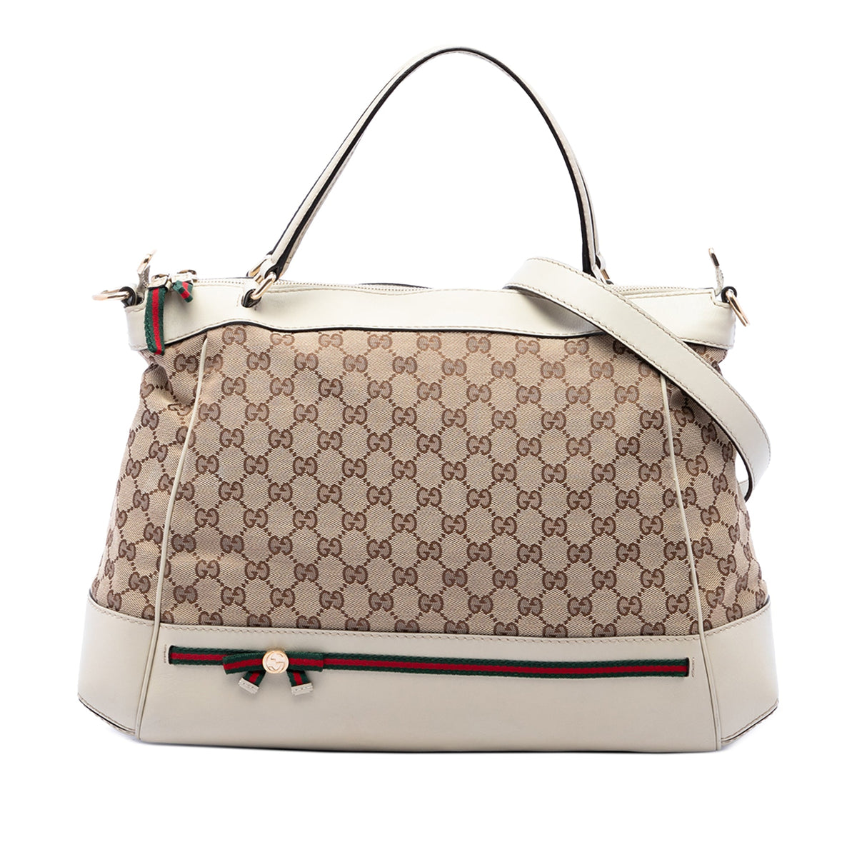 Gucci GG Canvas Web Mayfair Satchel — Beige