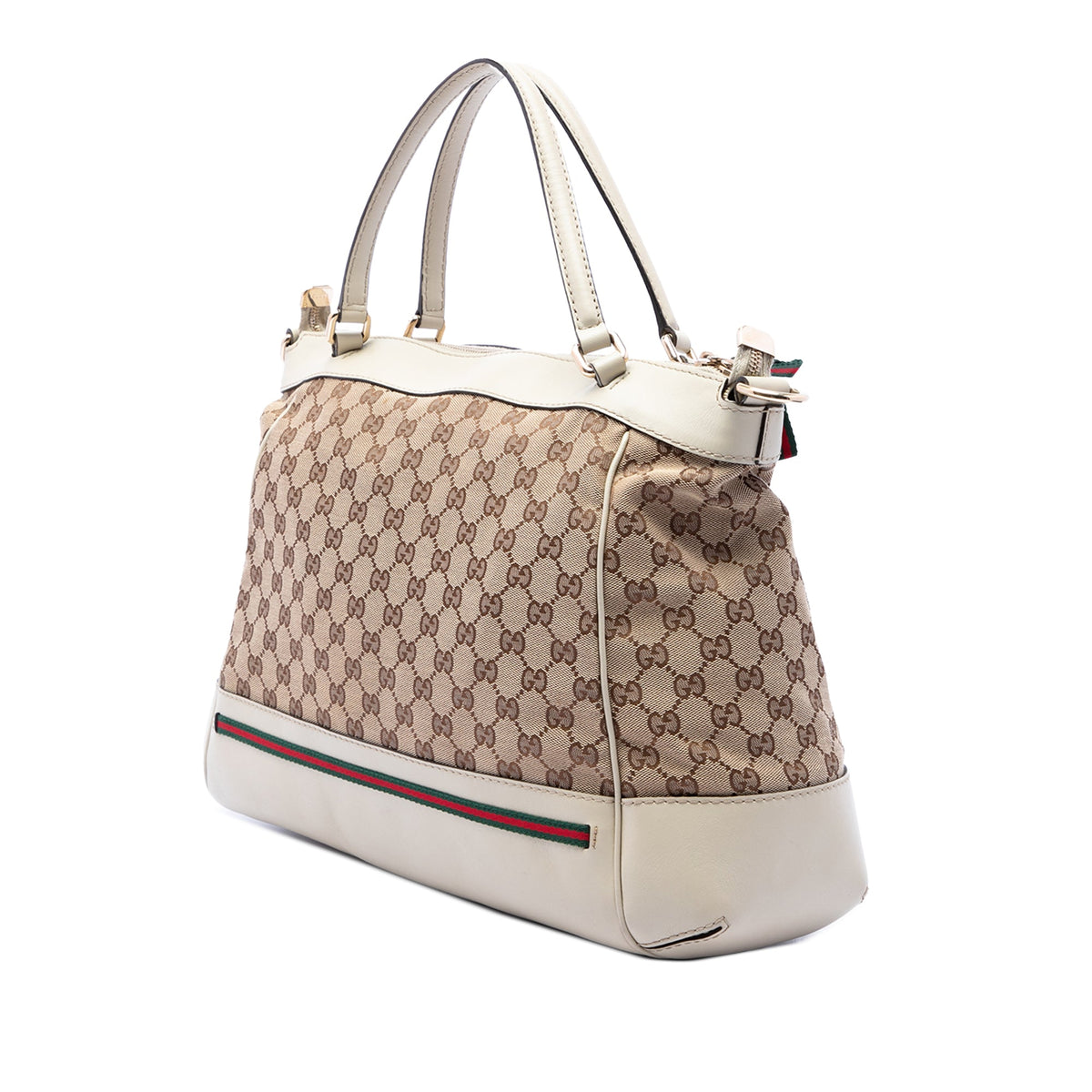Gucci GG Canvas Web Mayfair Satchel — Beige