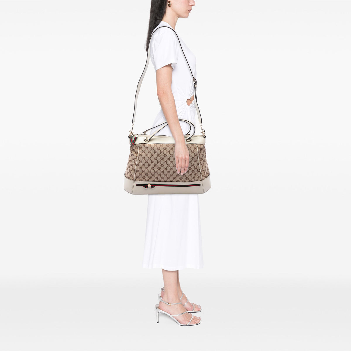 Gucci GG Canvas Web Mayfair Satchel — Beige