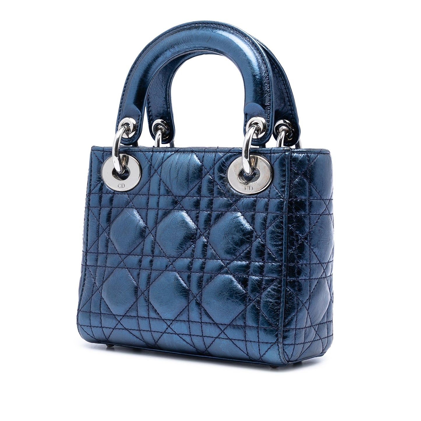 Dior Mini Metallic Crinkled Lambskin Cannage Lady Dior