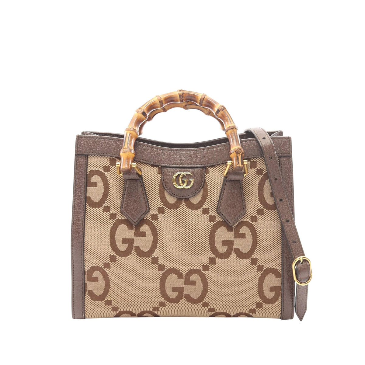 Gucci Medium Jumbo GG Canvas Bamboo Diana Satchel