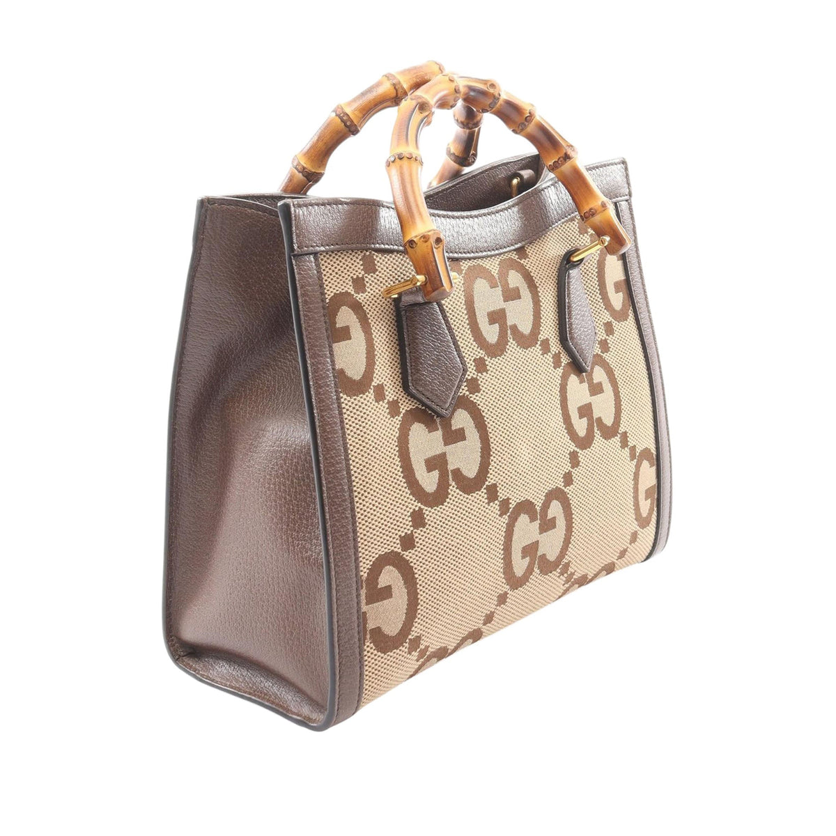 Gucci Medium Jumbo GG Canvas Bamboo Diana Satchel