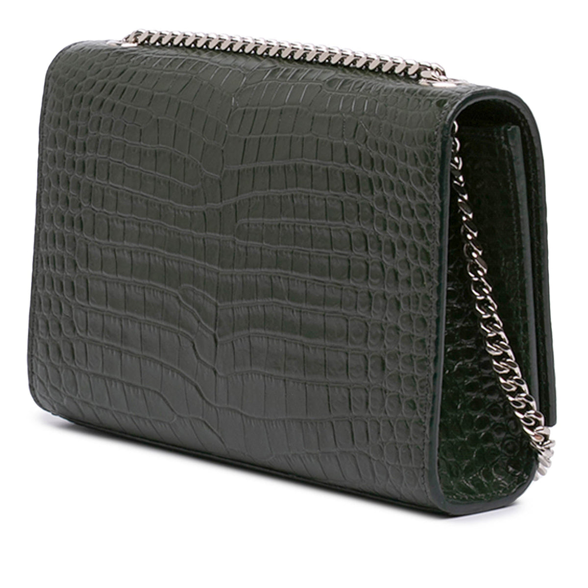 Saint Laurent Medium Croc Embossed Leather Kate Tassel Crossbody