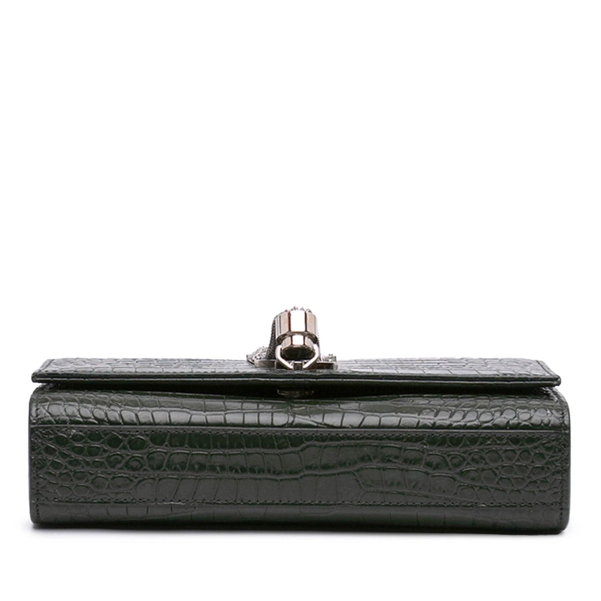 Saint Laurent Medium Croc Embossed Leather Kate Tassel Crossbody