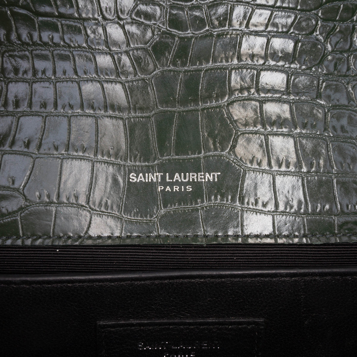 Saint Laurent Medium Croc Embossed Leather Kate Tassel Crossbody