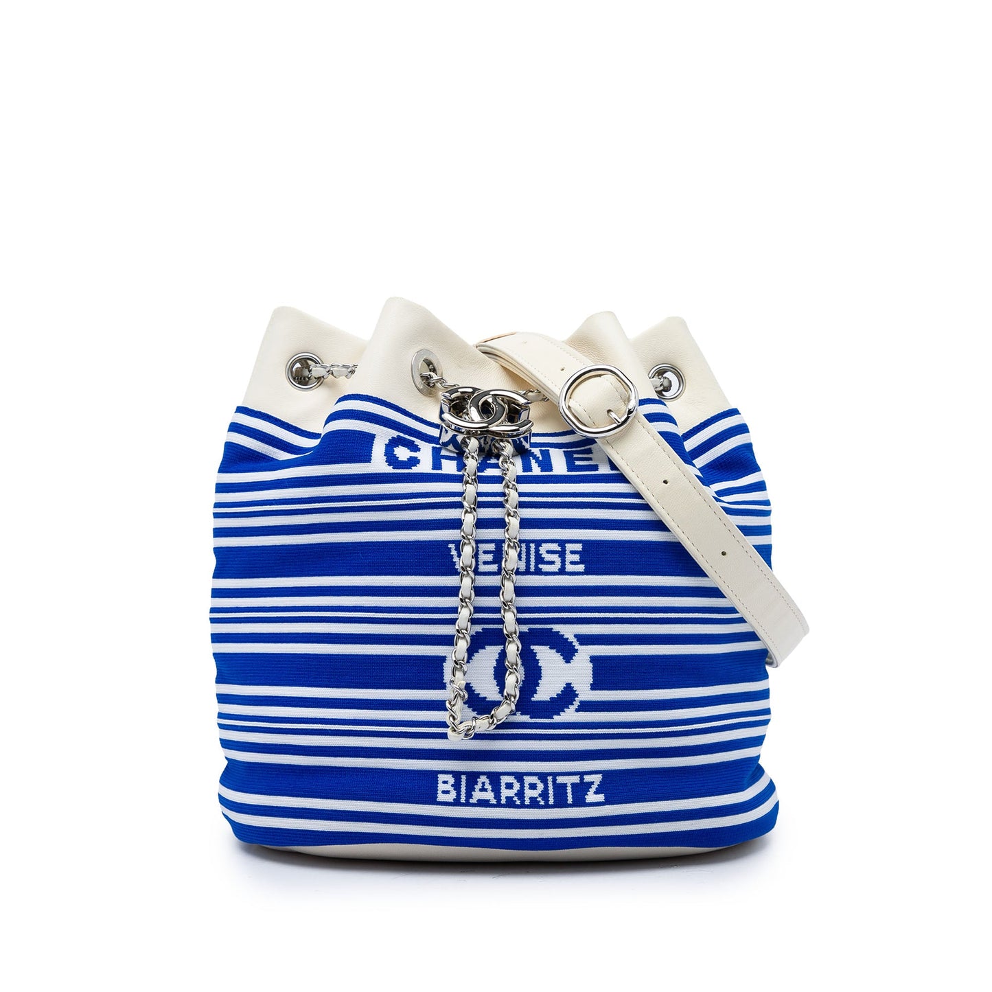 Chanel Venise Biarritz Mixed Fibers and Lambskin Drawstring Bucket Bag