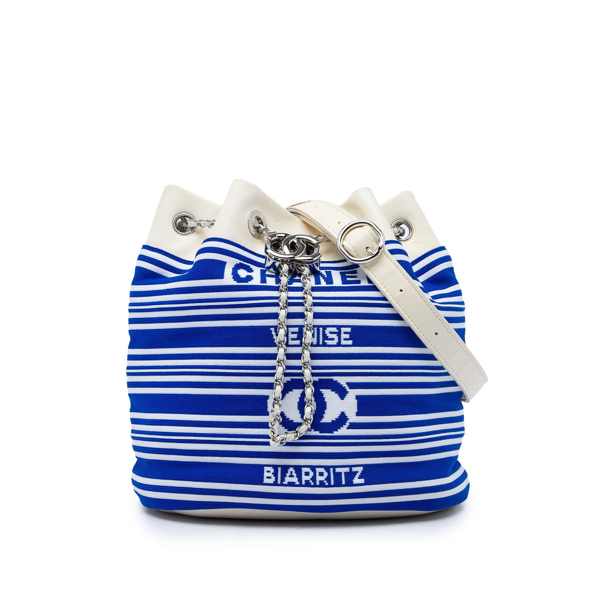 Chanel Venise Biarritz Mixed Fibers and Lambskin Drawstring Bucket Bag