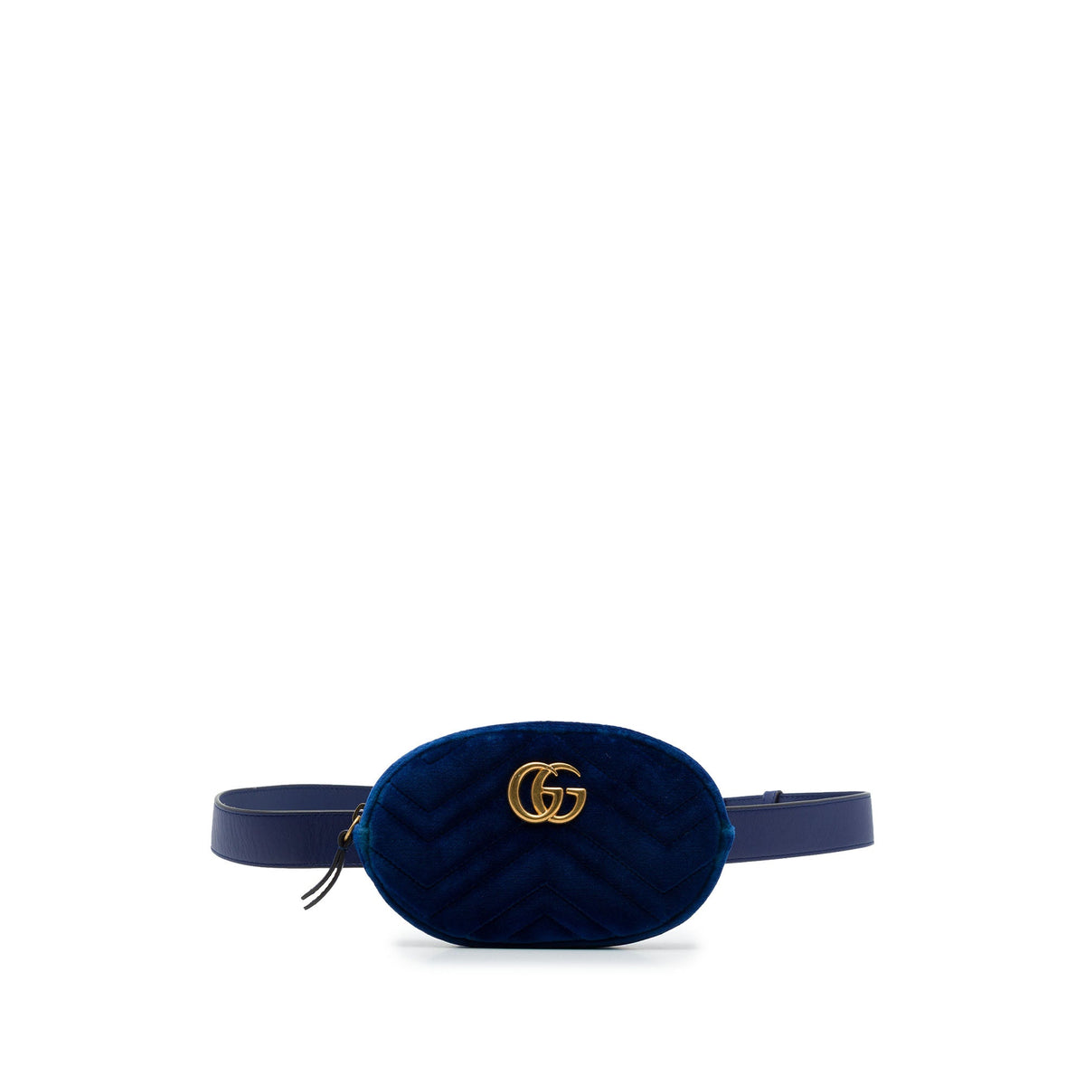Gucci GG Marmont Matelasse Velvet Belt Bag — Blue