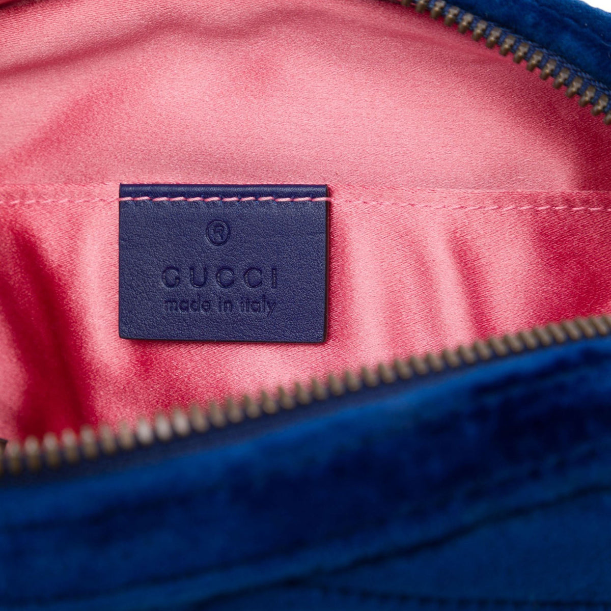 Gucci GG Marmont Matelasse Velvet Belt Bag — Blue