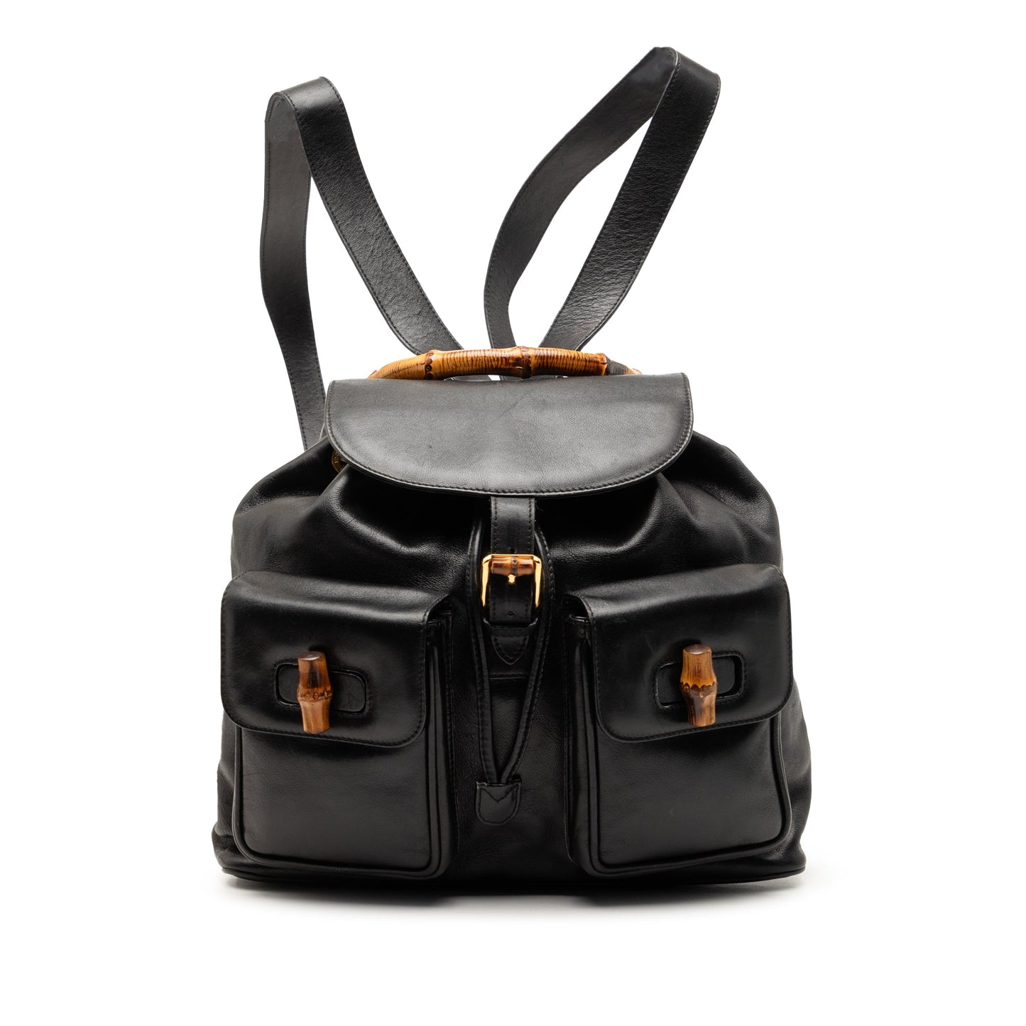 Gucci Calfskin Bamboo Drawstring Backpack