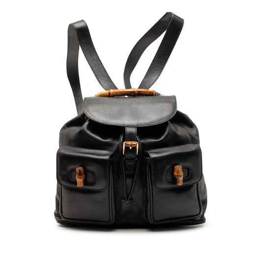Gucci Calfskin Bamboo Drawstring Backpack