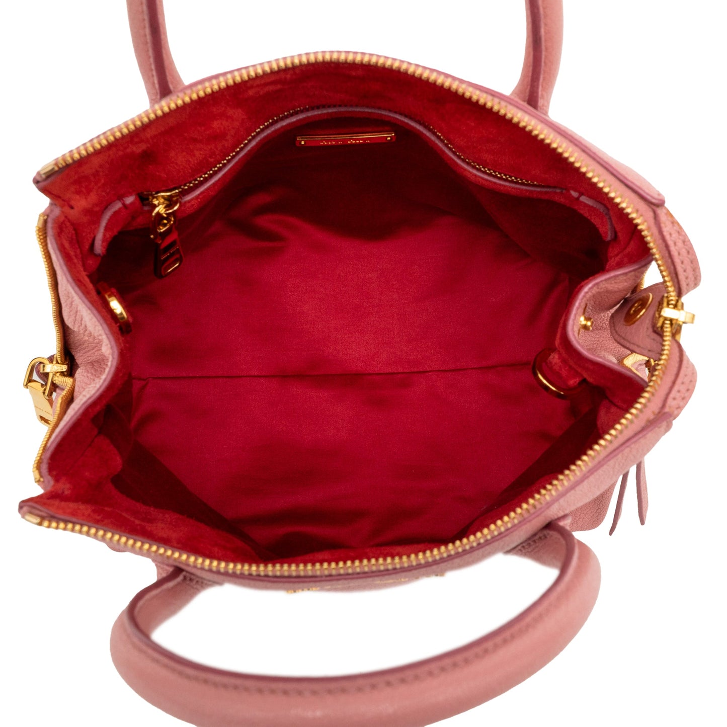Miu Miu Goatskin Madras Side Zip Satchel