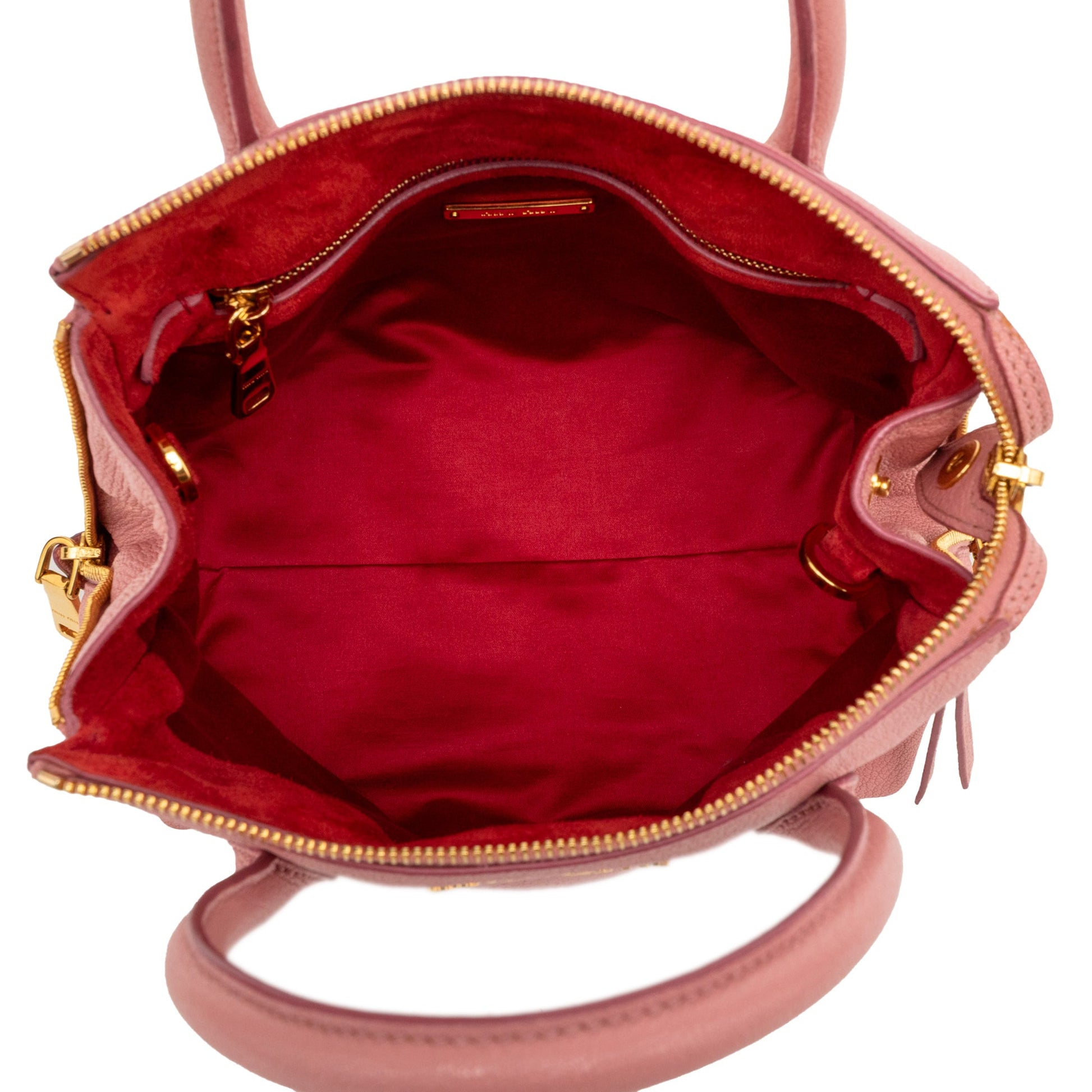 Miu Miu Goatskin Madras Side Zip Satchel