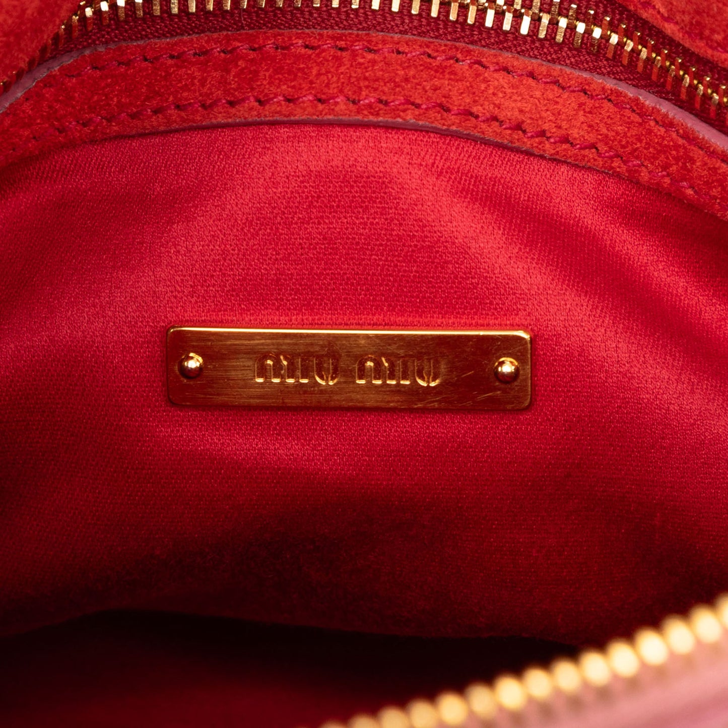 Miu Miu Goatskin Madras Side Zip Satchel