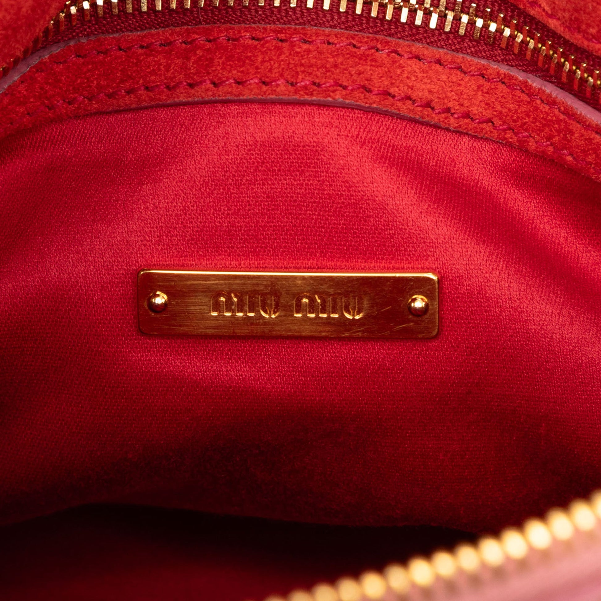 Miu Miu Goatskin Madras Side Zip Satchel