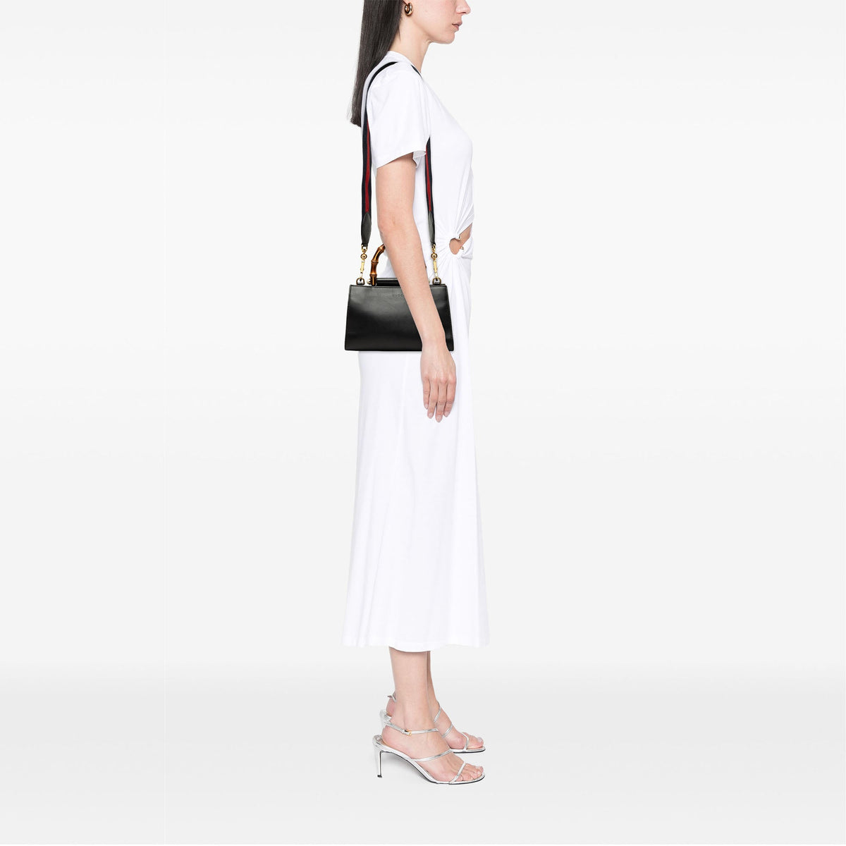 Gucci Mini Nappa Bamboo Web Nymphaea Top Handle Bag