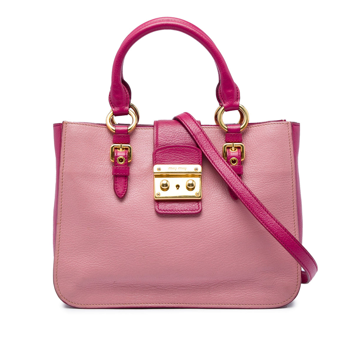 Miu Miu Bicolor Goatskin Madras Satchel