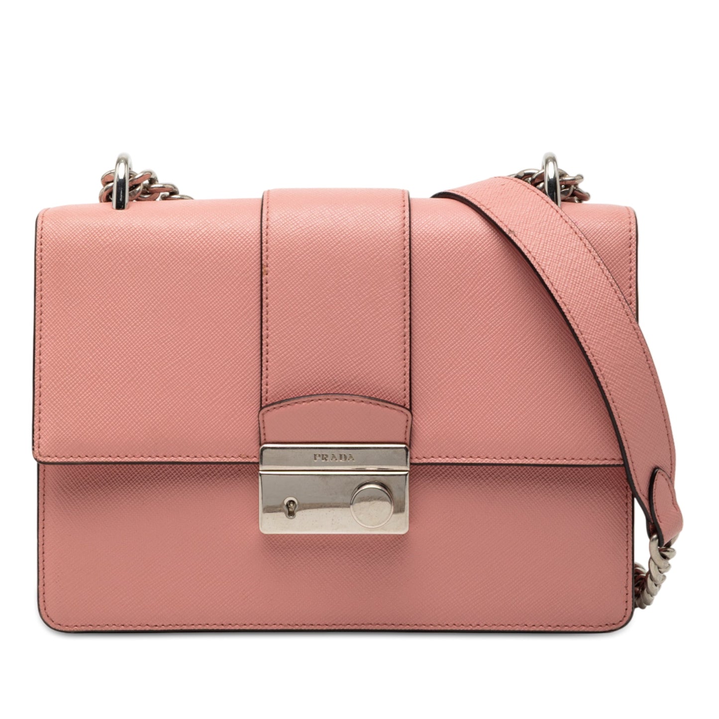 Prada Small Saffiano Sound Lock Chain Crossbody