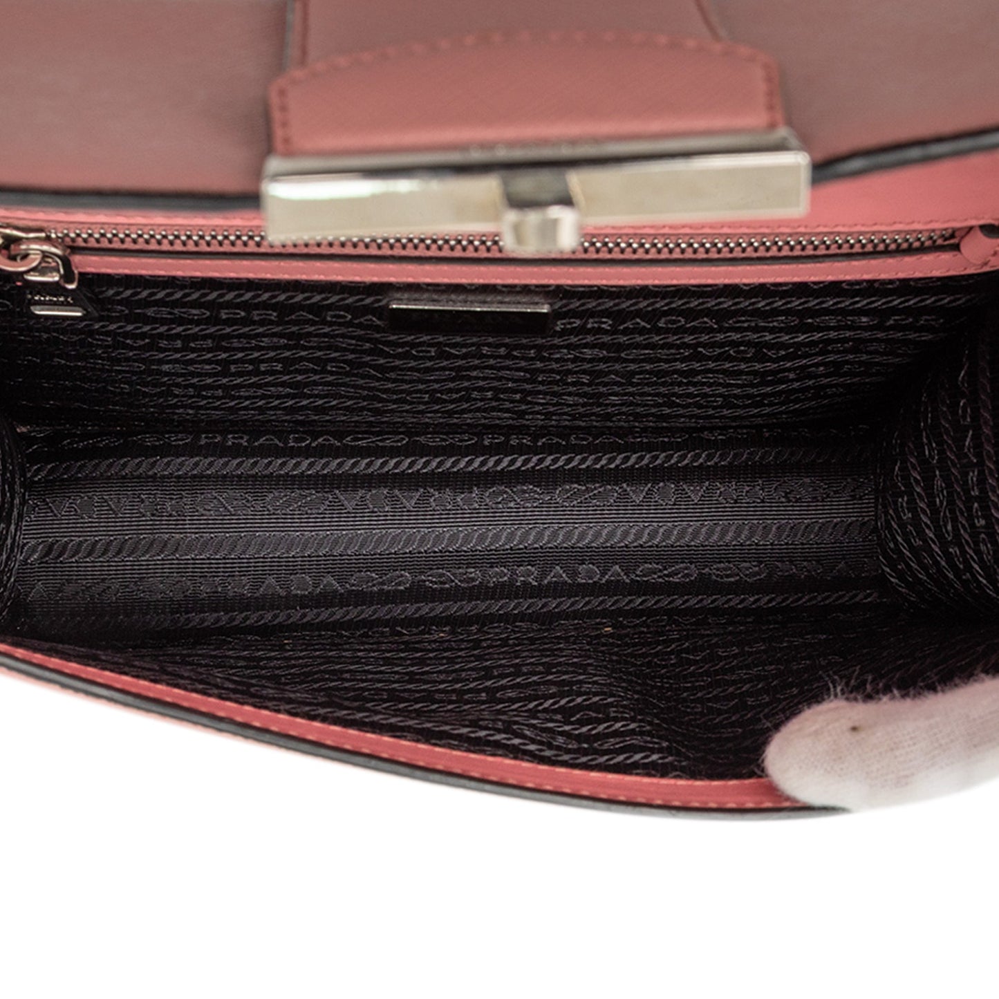 Prada Small Saffiano Sound Lock Chain Crossbody