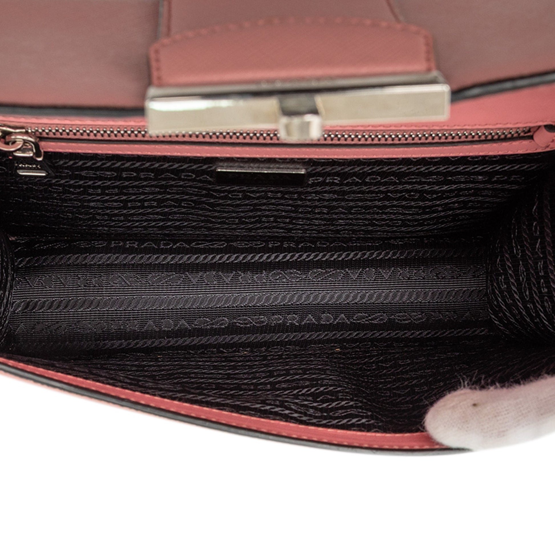 Prada Small Saffiano Sound Lock Chain Crossbody