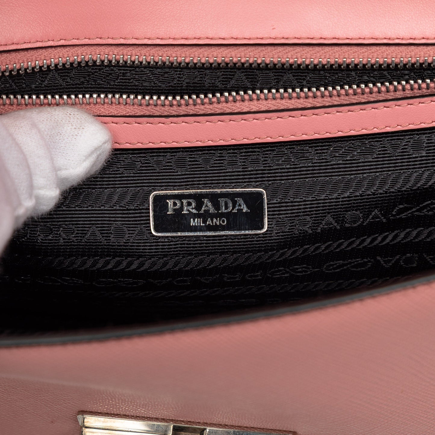 Prada Small Saffiano Sound Lock Chain Crossbody
