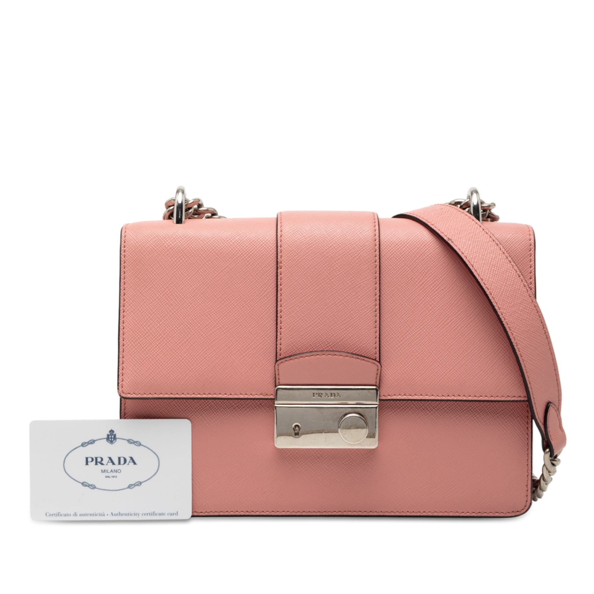 Prada Small Saffiano Sound Lock Chain Crossbody