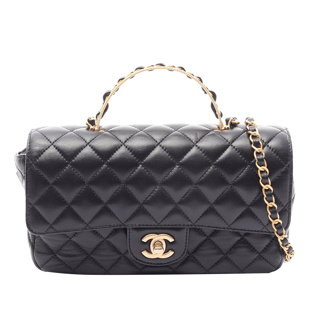 Chanel Medium Quilted Lambskin Golden Links Top Handle Flap