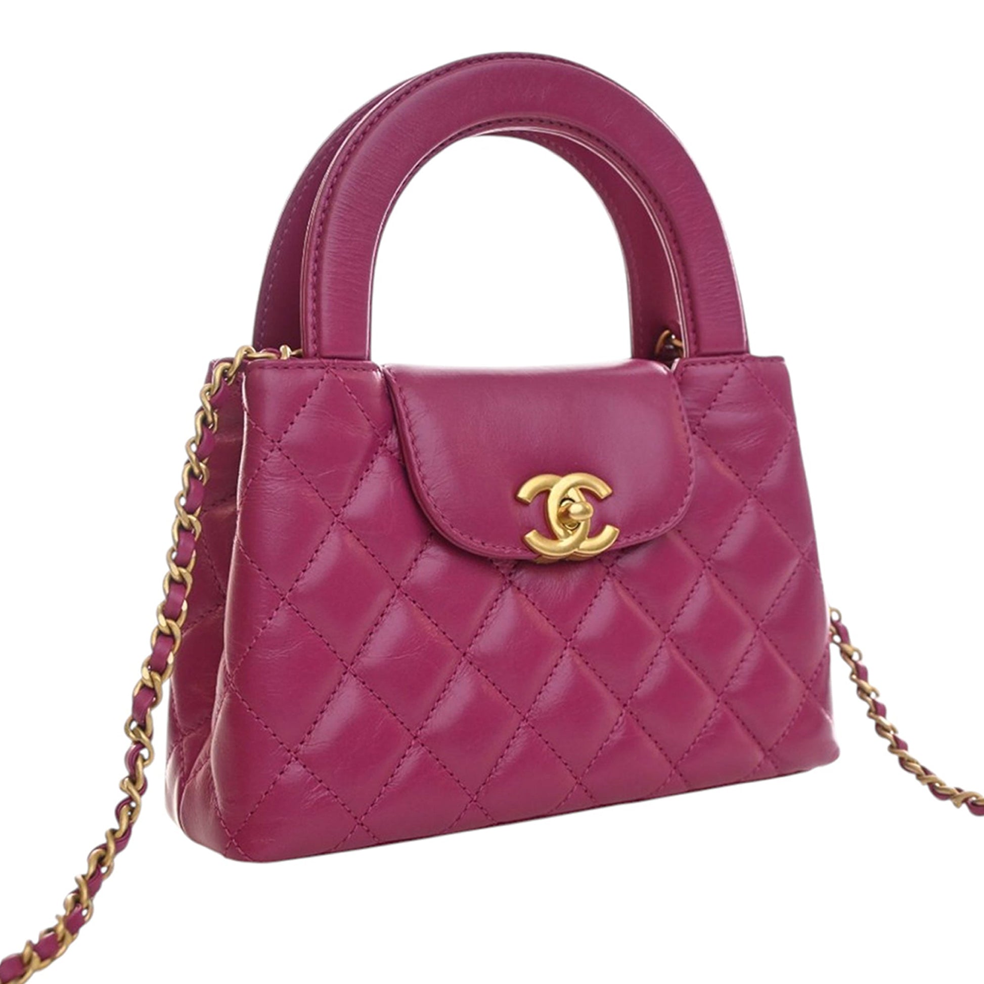 Chanel Nano Shiny Aged Calfskin Kelly Shopper Bag