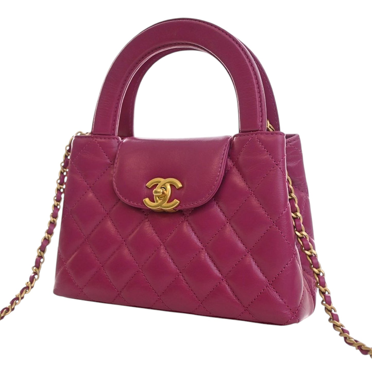 Chanel Nano Shiny Aged Calfskin Kelly Shopper Bag