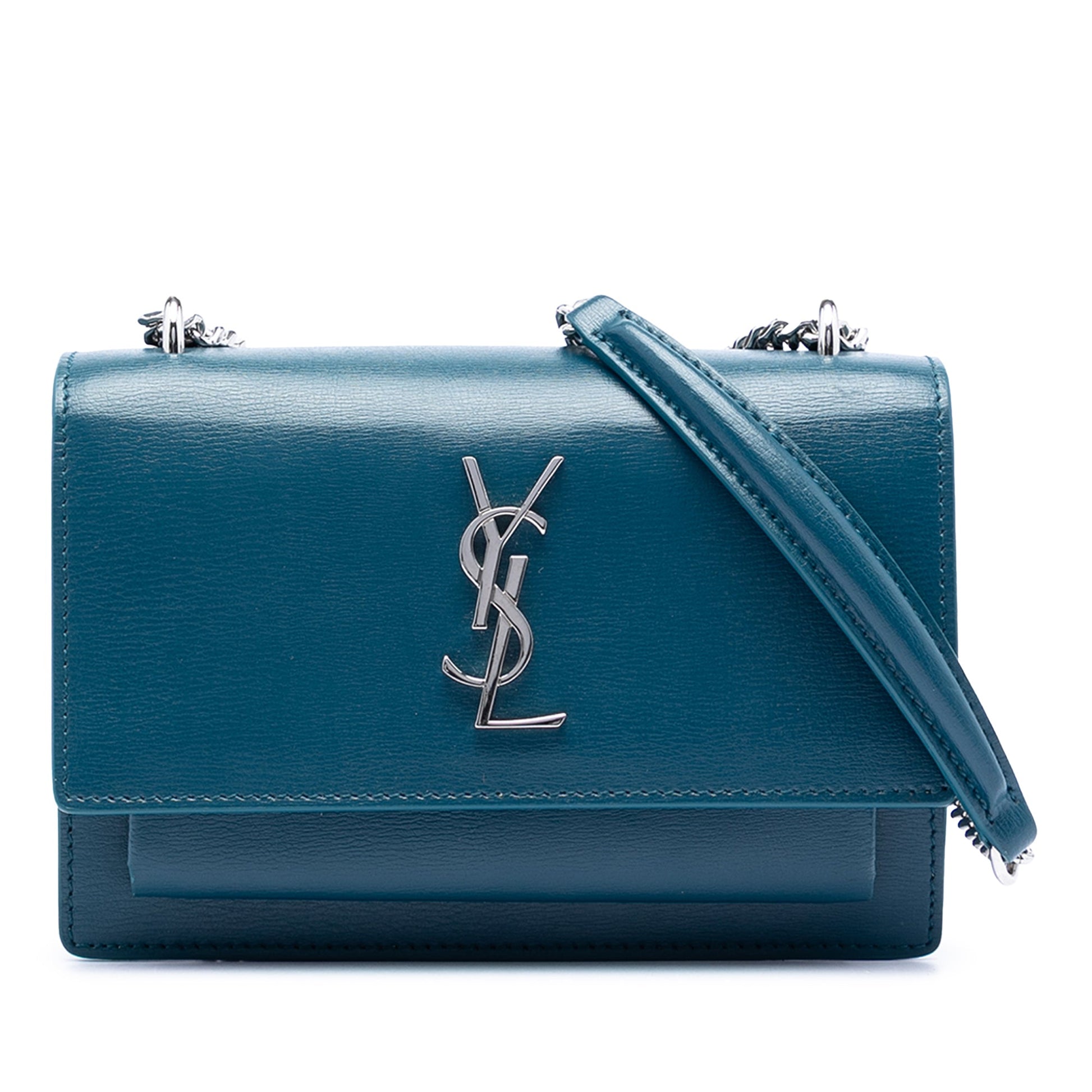Saint Laurent Mini Calfskin Monogram Sunset Wallet on Chain