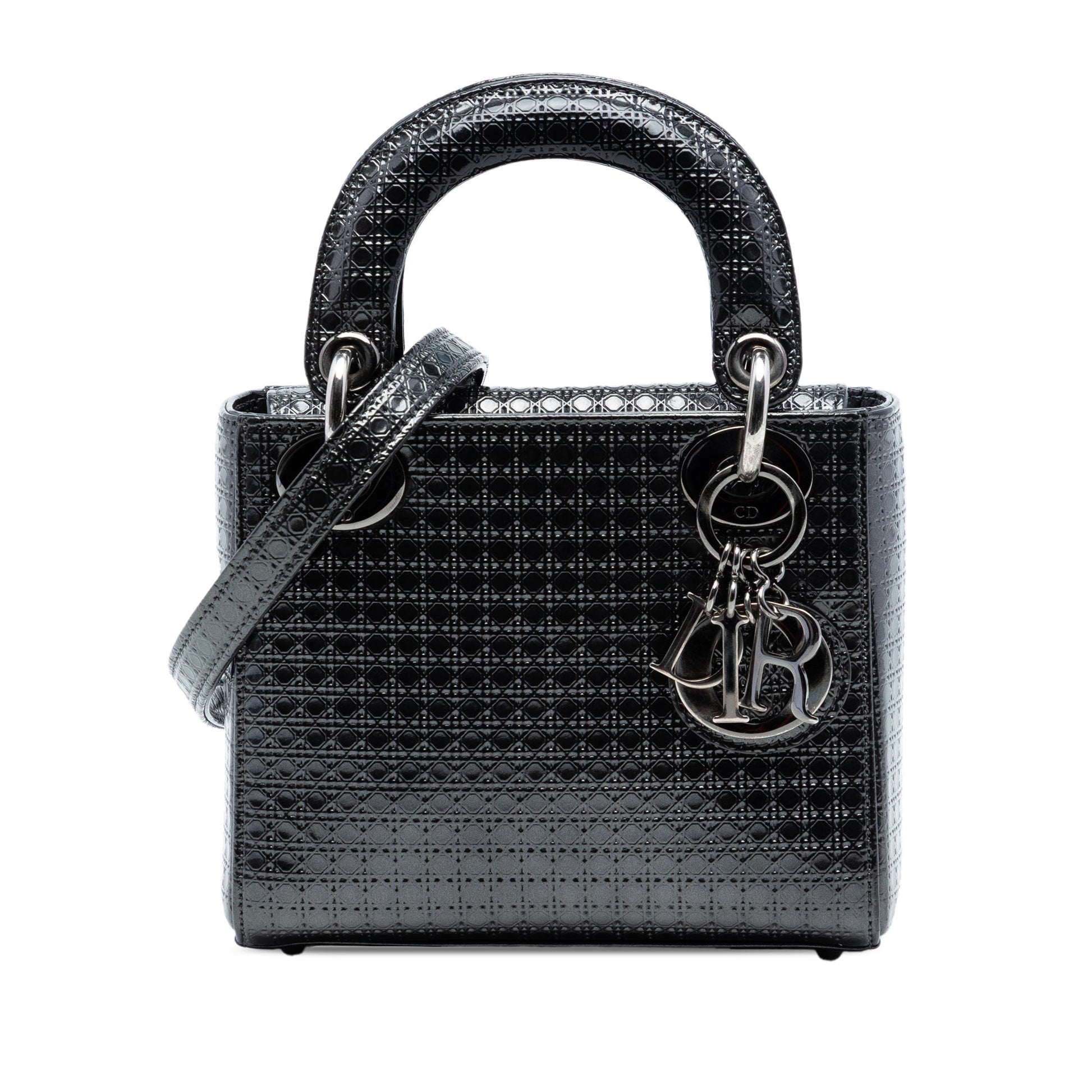 Dior Mini Metallic Patent Microcannage Lady Dior