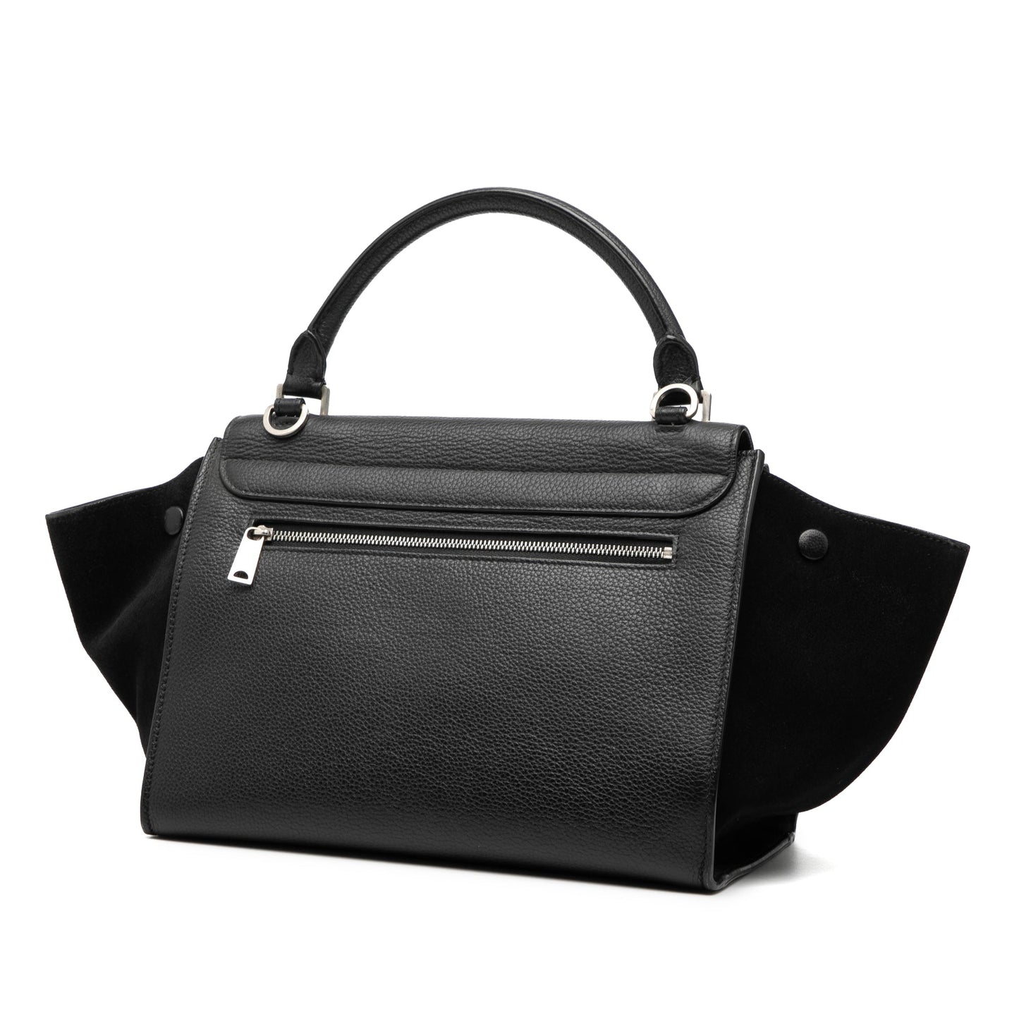 Celine Small Drummed Calfskin and Suede Trapeze Satchel