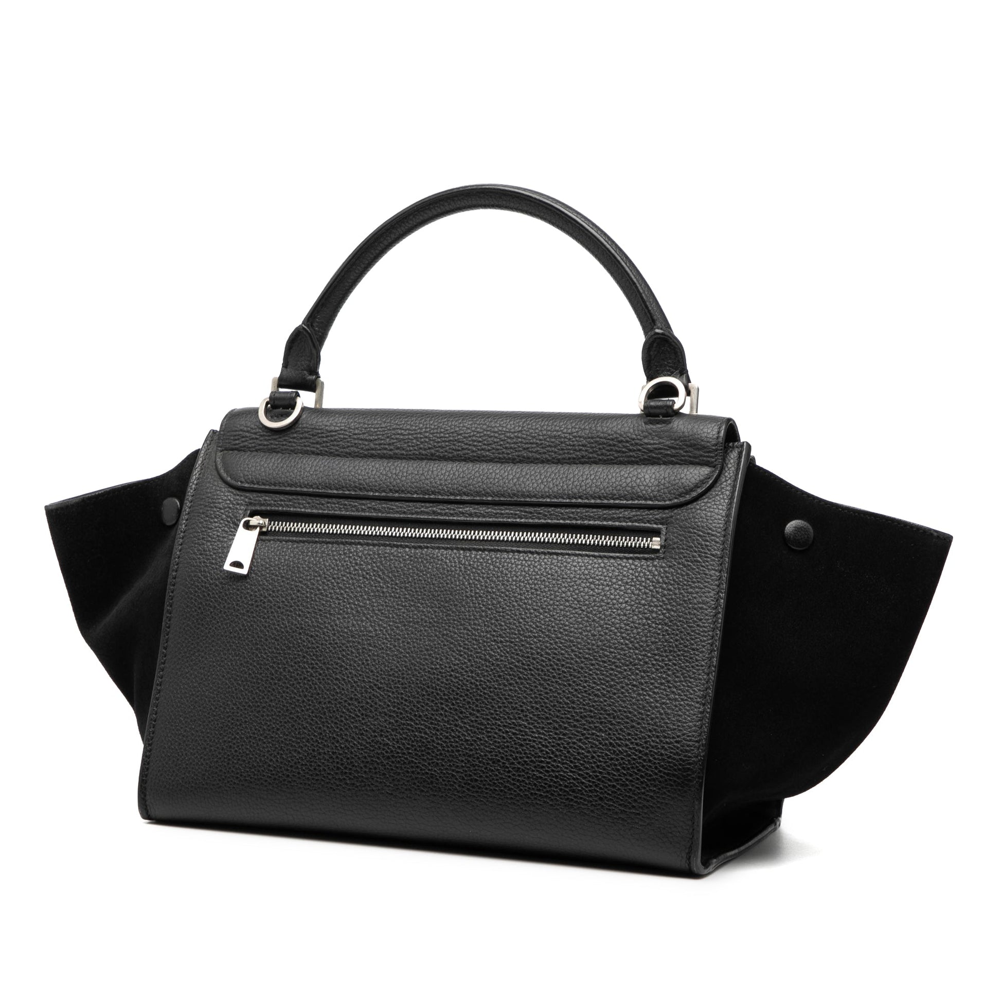 Celine Small Drummed Calfskin and Suede Trapeze Satchel