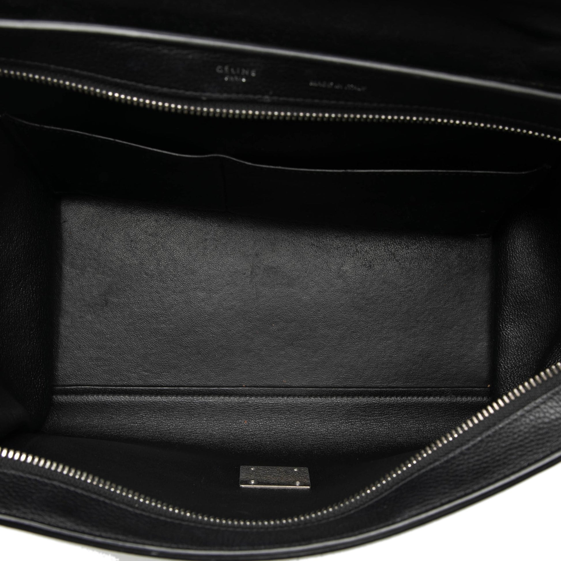 Celine Small Drummed Calfskin and Suede Trapeze Satchel