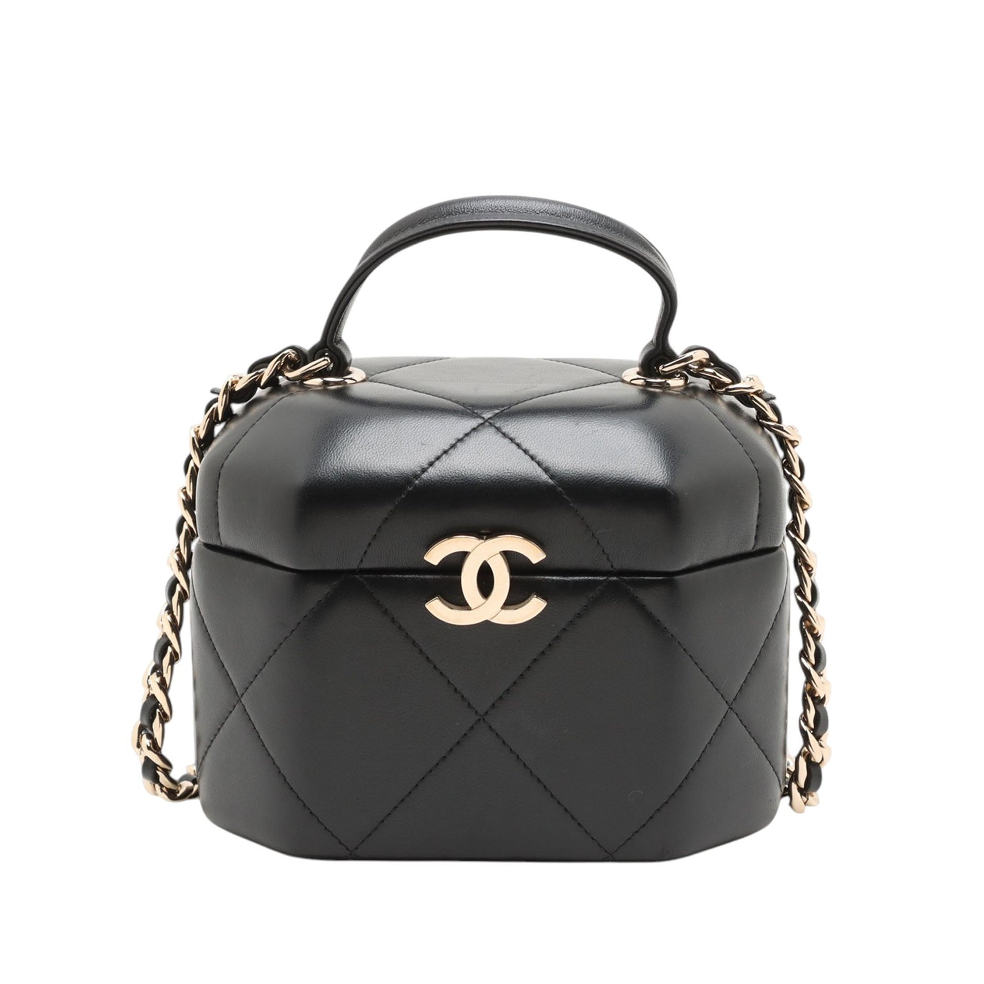 Chanel CC Quilted Lambskin Hexagon Top Handle Vanity Case