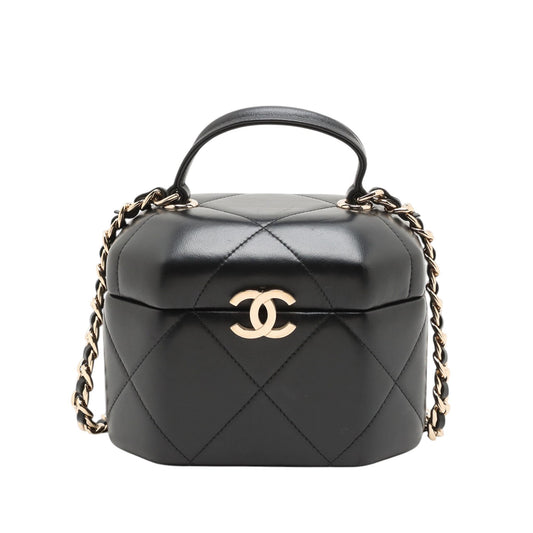 Chanel CC Quilted Lambskin Hexagon Top Handle Vanity Case