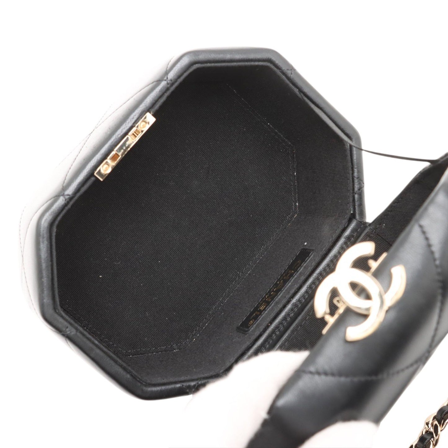 Chanel CC Quilted Lambskin Hexagon Top Handle Vanity Case
