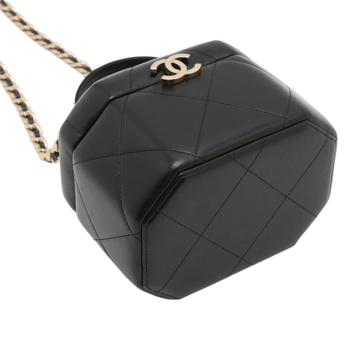 Chanel CC Quilted Lambskin Hexagon Top Handle Vanity Case