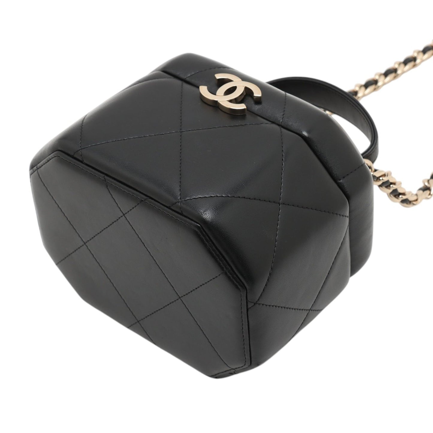 Chanel CC Quilted Lambskin Hexagon Top Handle Vanity Case