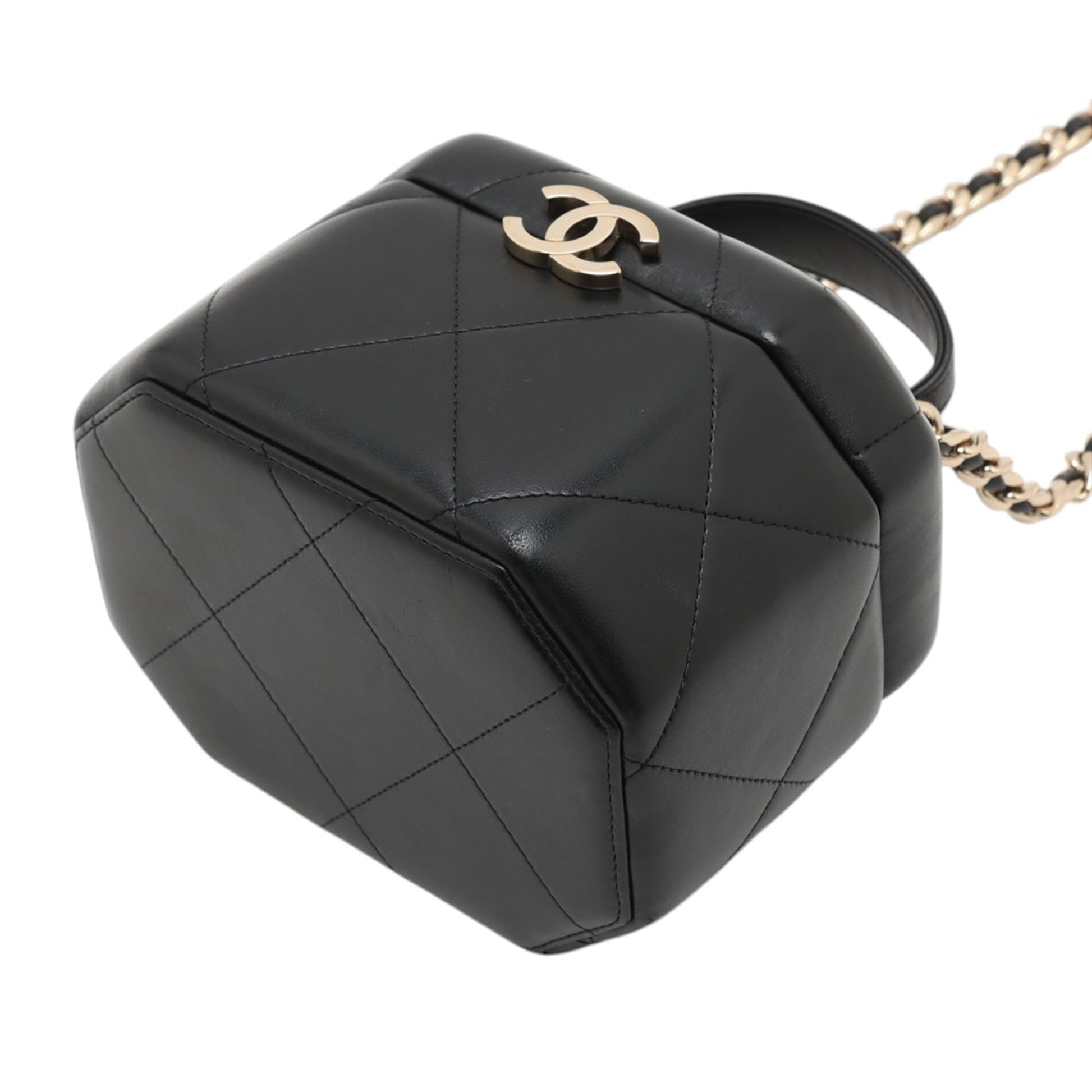 Chanel CC Quilted Lambskin Hexagon Top Handle Vanity Case