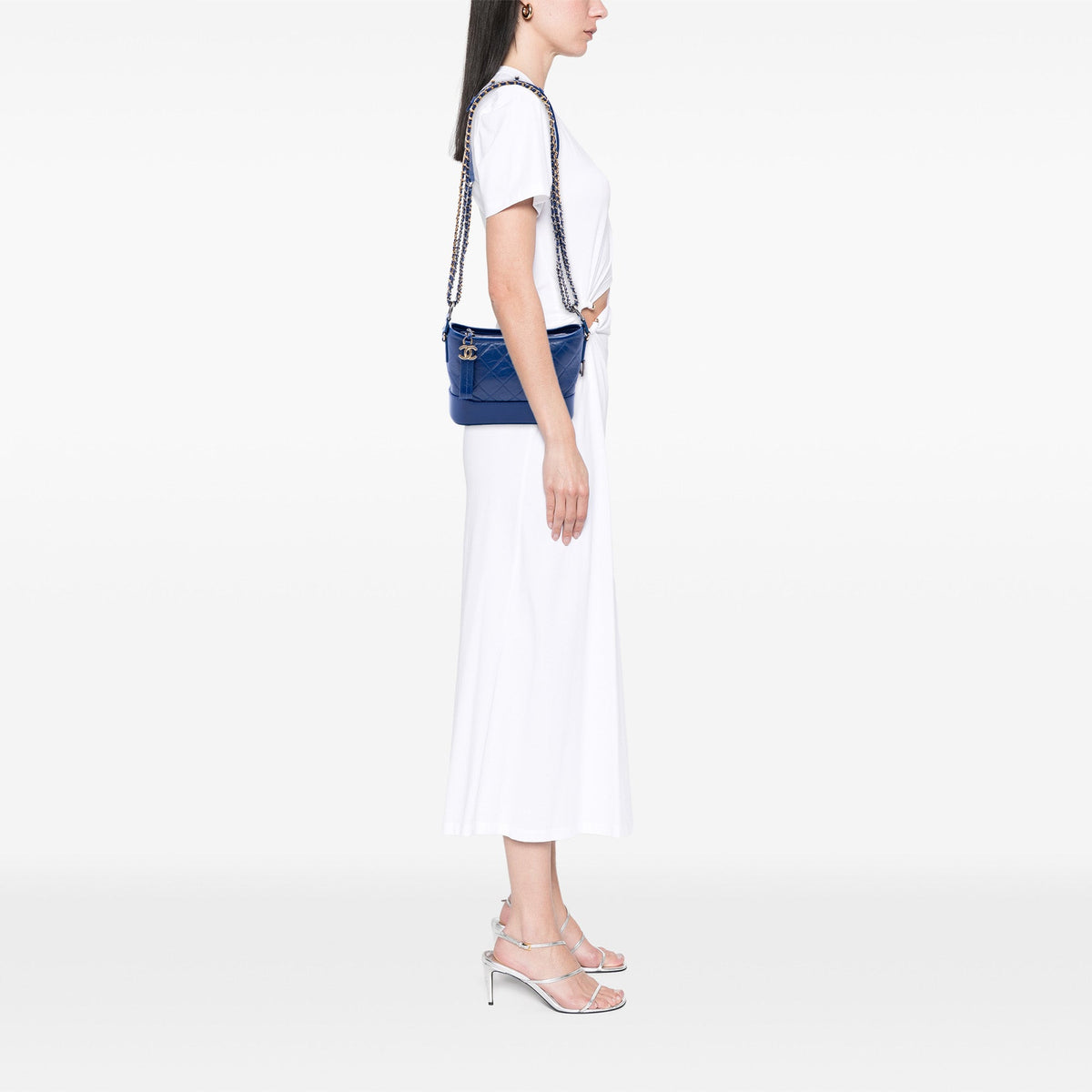 Chanel Small Quilted Aged Calfskin Gabrielle Hobo — Blue