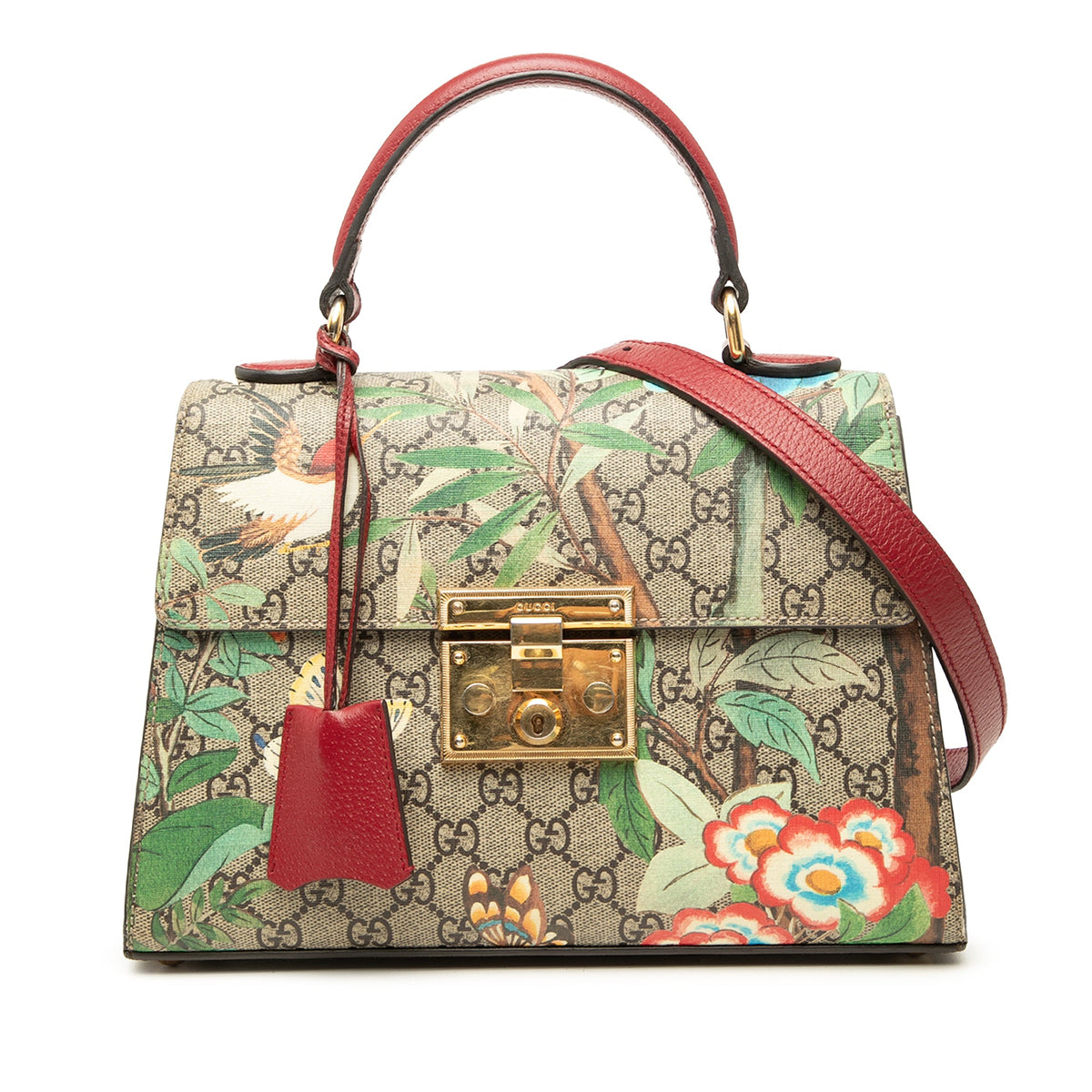 Gucci Small GG Supreme Tian Padlock Satchel