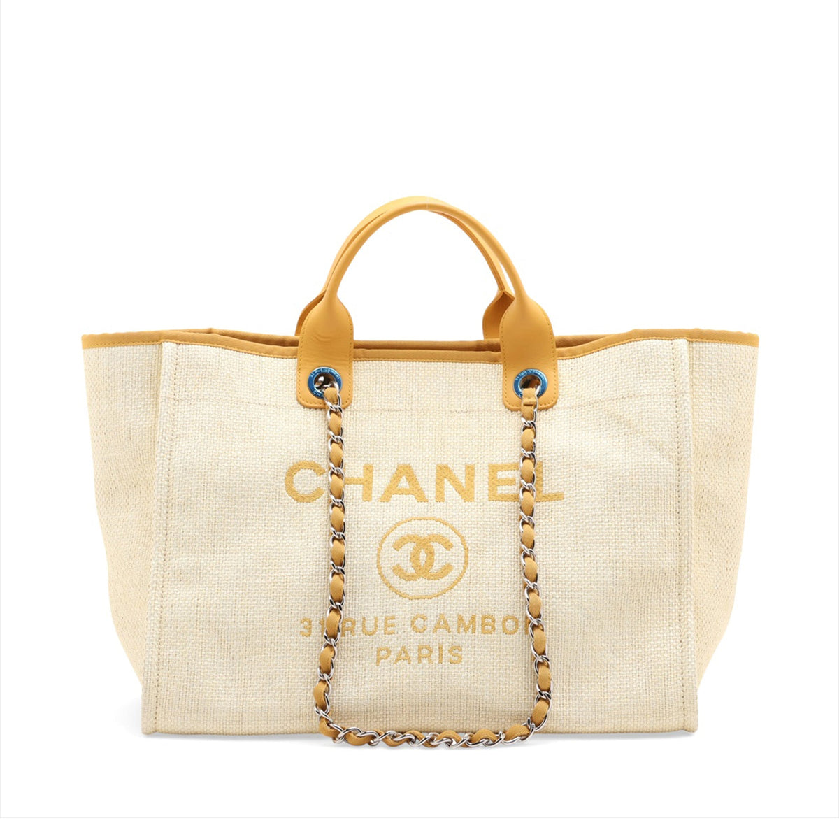 Chanel Large Straw Deauville Tote — Yellow